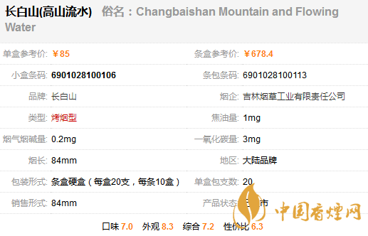 長白山高山流水煙價格表和圖片大全一覽