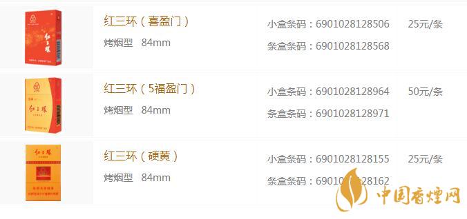 紅三環(huán)多少錢一包  紅三環(huán)香煙價(jià)格表大全