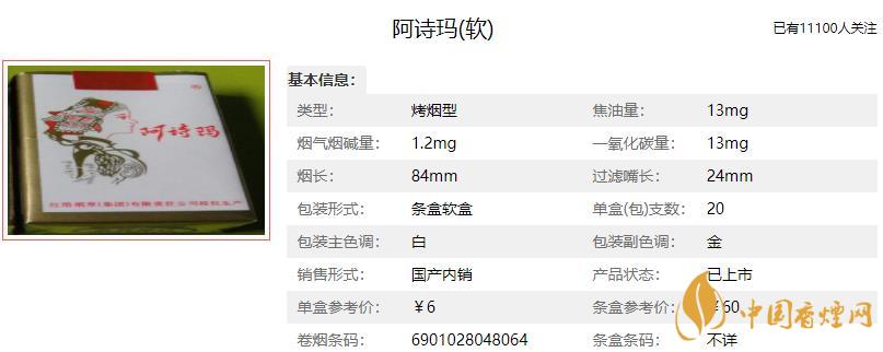 阿詩瑪香煙多少錢一包2021 玉溪阿詩瑪香煙多少錢一包